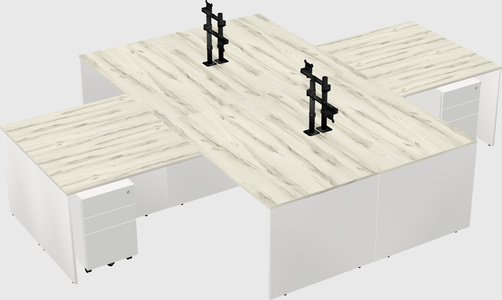 Quad l-shaped office desks