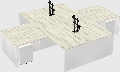 Quad l-shaped office desks