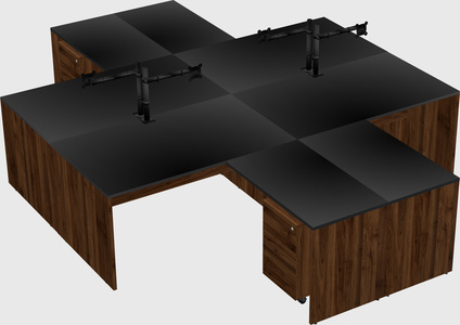 Quad l-shaped office desks
