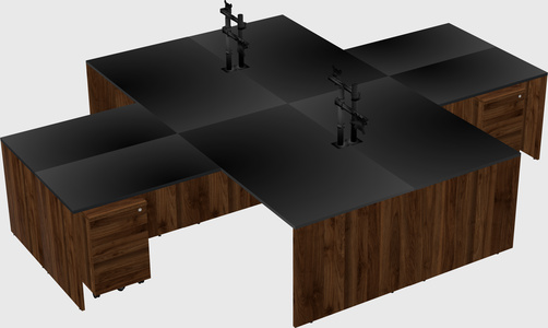 Quad l-shaped office desks