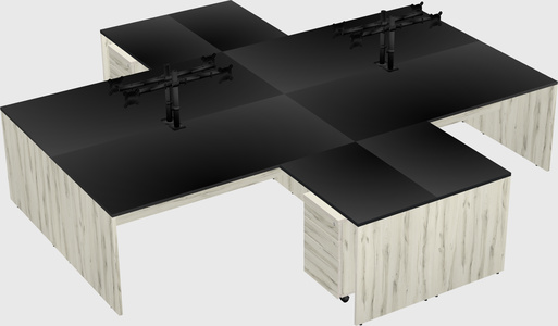 Quad l-shaped office desks
