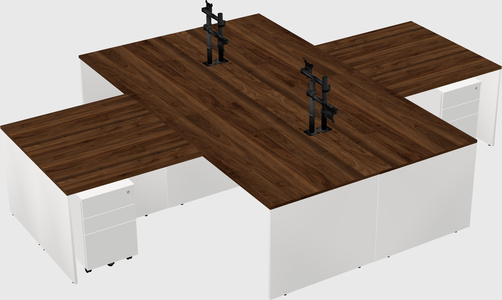 Quad l-shaped office desks