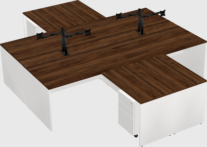 Quad l-shaped office desks