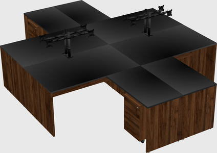 Quad l-shaped office desks