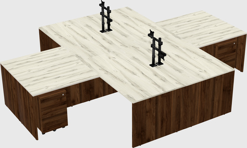 Quad l-shaped office desks