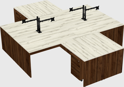 Quad l-shaped office desks