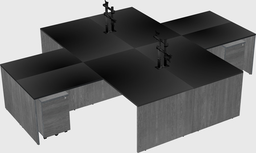 Quad l-shaped office desks