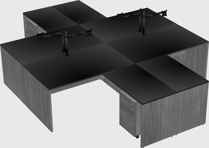 Quad l-shaped office desks