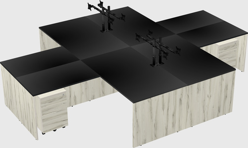 Quad l-shaped office desks