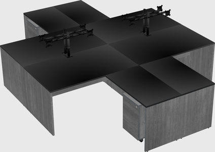 Quad l-shaped office desks