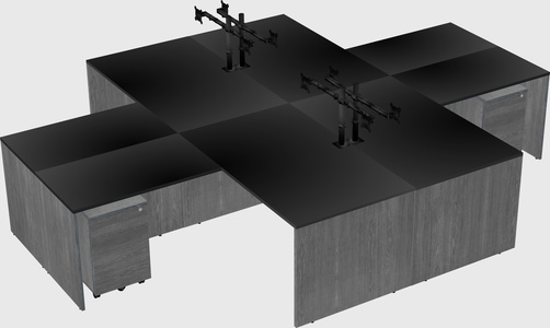 Quad l-shaped office desks