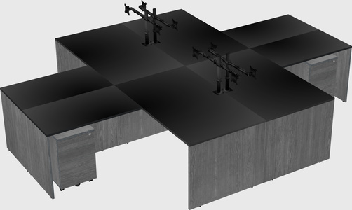 Quad l-shaped office desks