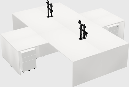 Bureaux de bureau quadruples en forme de l