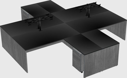 Quad l-shaped office desks