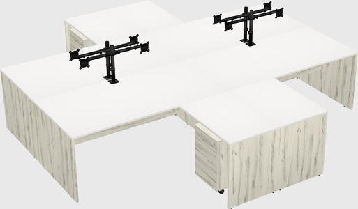 Quad l-shaped office desks