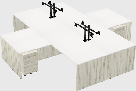 Quad l-shaped office desks