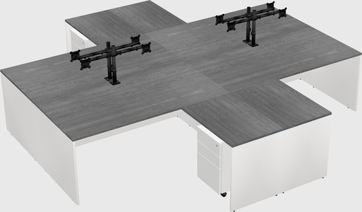 Quad l-shaped office desks