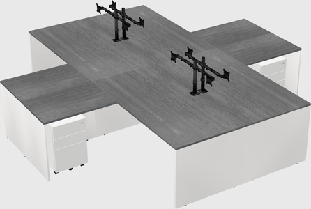 Bureaux de bureau quadruples en forme de l