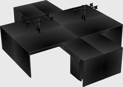 Quad l-shaped office desks