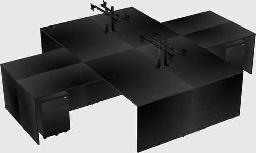 Quad l-shaped office desks