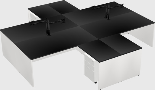 Bureaux de bureau quadruples en forme de l