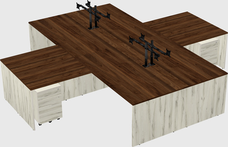 Quad l-shaped office desks