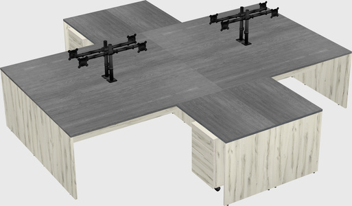 Quad l-shaped office desks