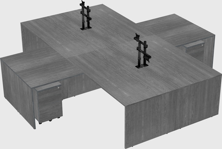 Quad l-shaped office desks
