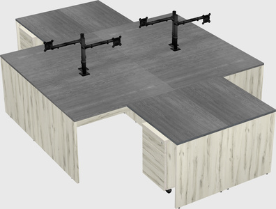 Quad l-shaped office desks