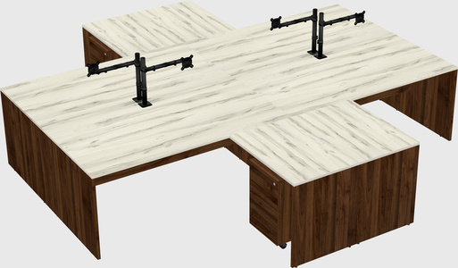 Quad l-shaped office desks
