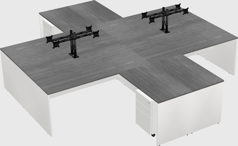 Quad l-shaped office desks