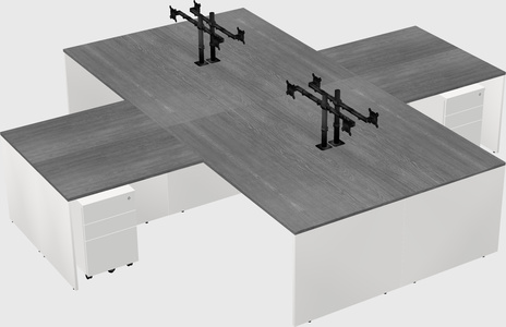 Quad l-shaped office desks