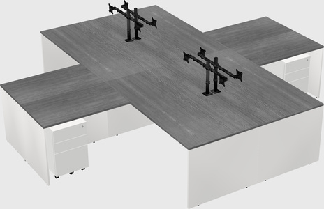 Quad l-shaped office desks