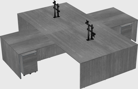 Bureaux de bureau quadruples en forme de l