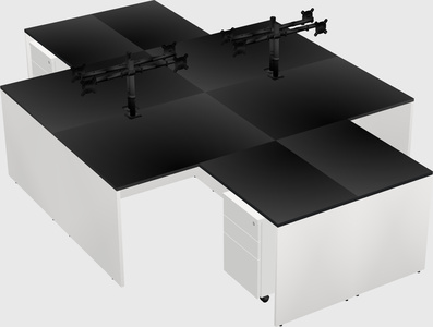 Quad l-shaped office desks