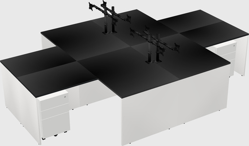 Quad l-shaped office desks