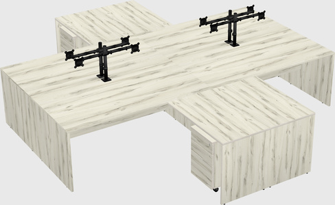 Quad l-shaped office desks