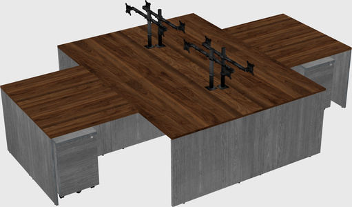 Quad l-shaped office desks