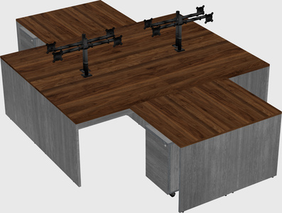 Quad l-shaped office desks