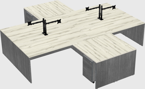 Quad l-shaped office desks