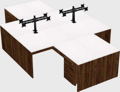 Quad l-shaped office desks