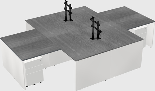Quad l-shaped office desks