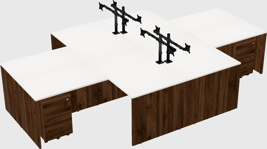 Quad l-shaped office desks