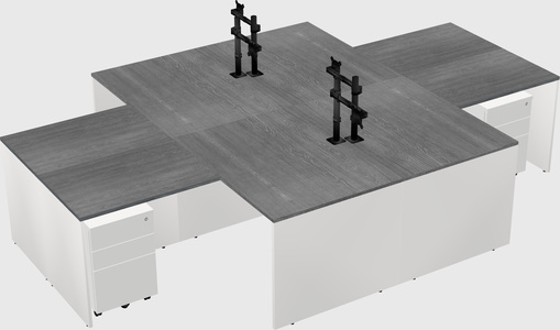 Quad l-shaped office desks
