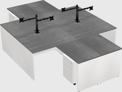 Quad l-shaped office desks