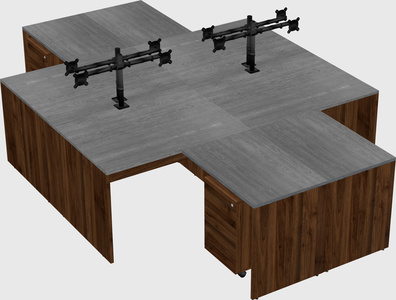Quad l-shaped office desks