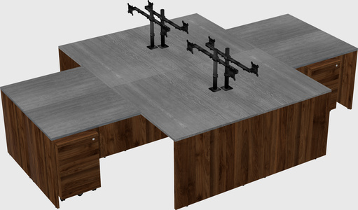 Quad l-shaped office desks
