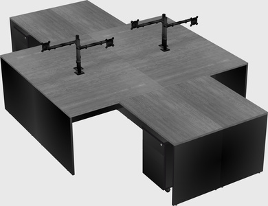 Quad l-shaped office desks