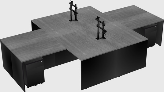 Quad l-shaped office desks