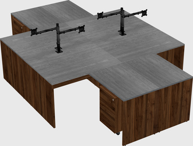 Quad l-shaped office desks